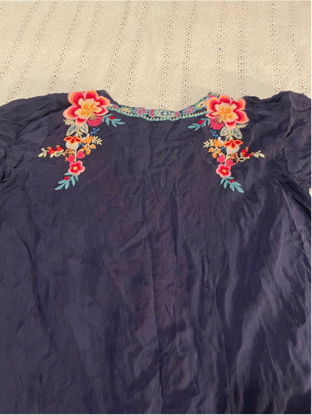 Johnny Was Embroidered floral boho Size L Navy - Picture 9 of 9